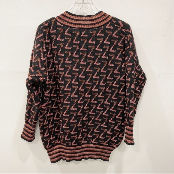 Zara Knit Metallic Z Logo Sweater Tunic Oversized V-Neck Small Blogger Favorite - Picture 2 of 8